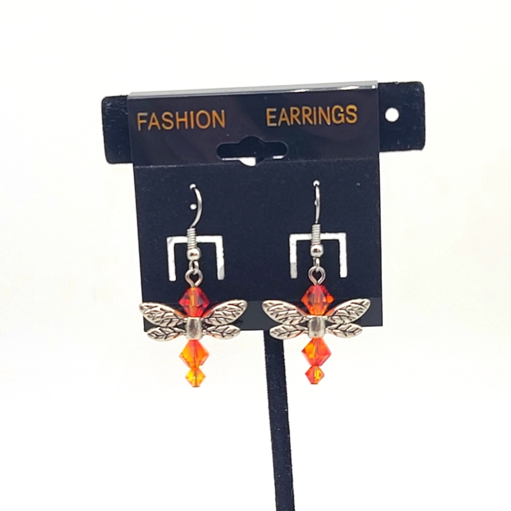 Handmade Dragonfly Swarvarski Crystal Earrings  - Brand New